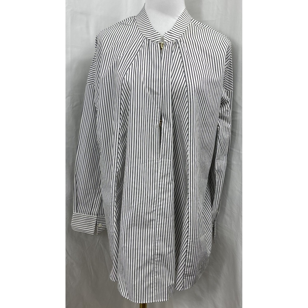 MARNI Commessa Cotton White Black Blouse Size 40 M Made In‎ Italy Gold Buckle